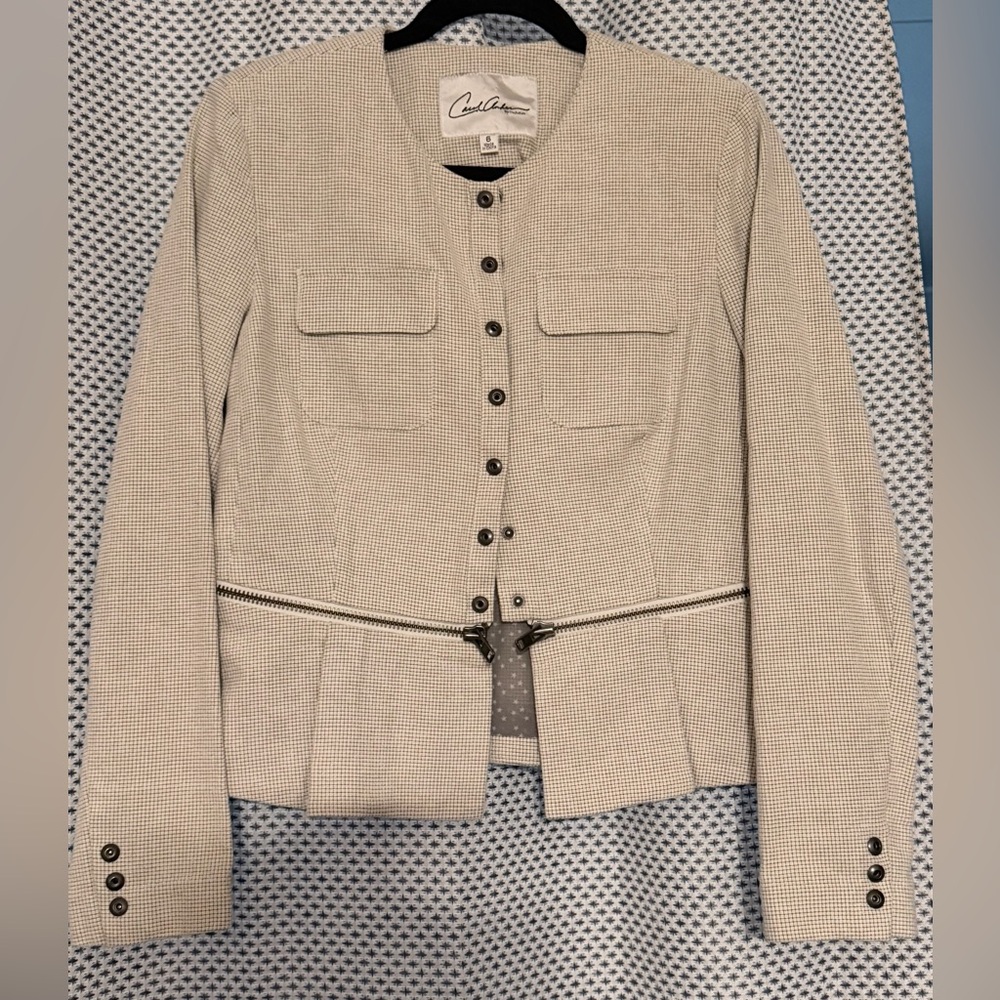 Carol Anderson by Invitation Women's Checkered Textured Blazer Jacket sz 6